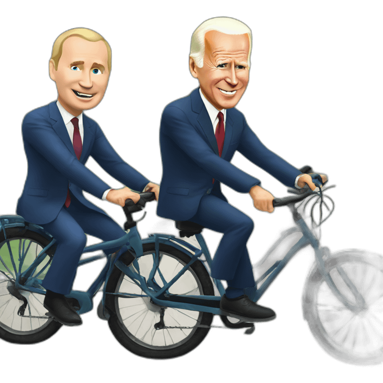 Vladmir Putin and Joe Biden riding bicycle emoji