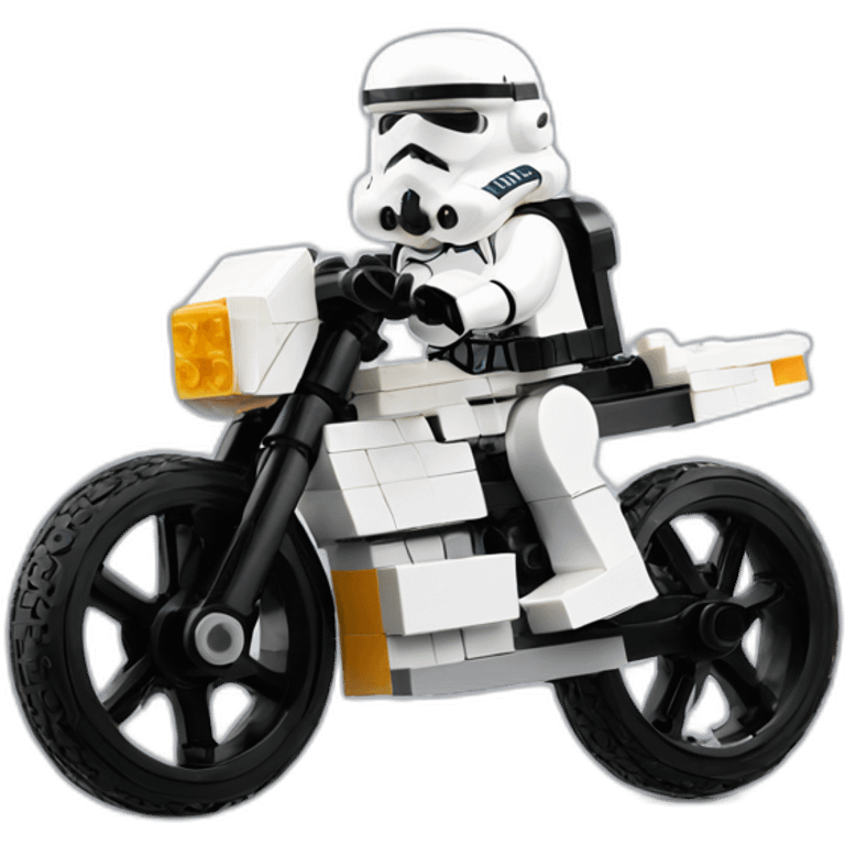 Cute Lego Stormtrooper riding road bike emoji