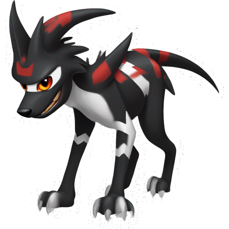 Black Cool Edgy Sergal-Houndoom-Fakémon  with White and Red Edgy markings emoji