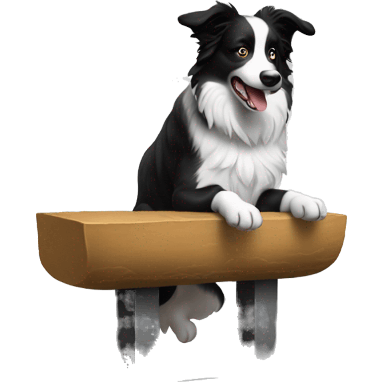 Border collie jumping over anvil emoji