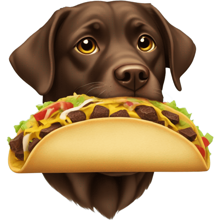 Chocolate lab with a taco emoji