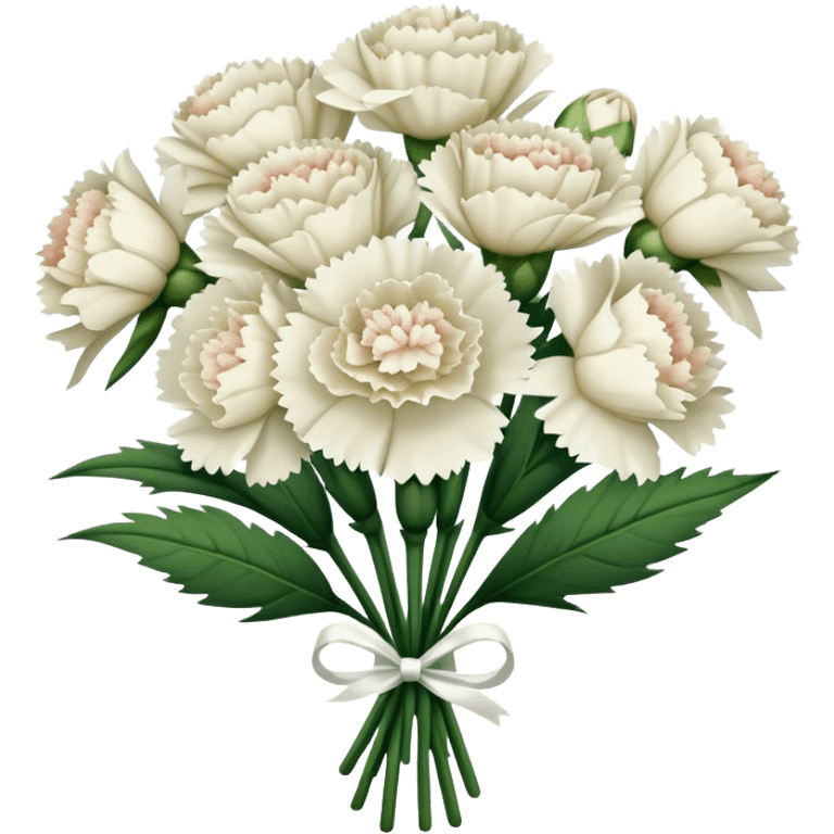 white bouquet Carnation stem flowers emoji