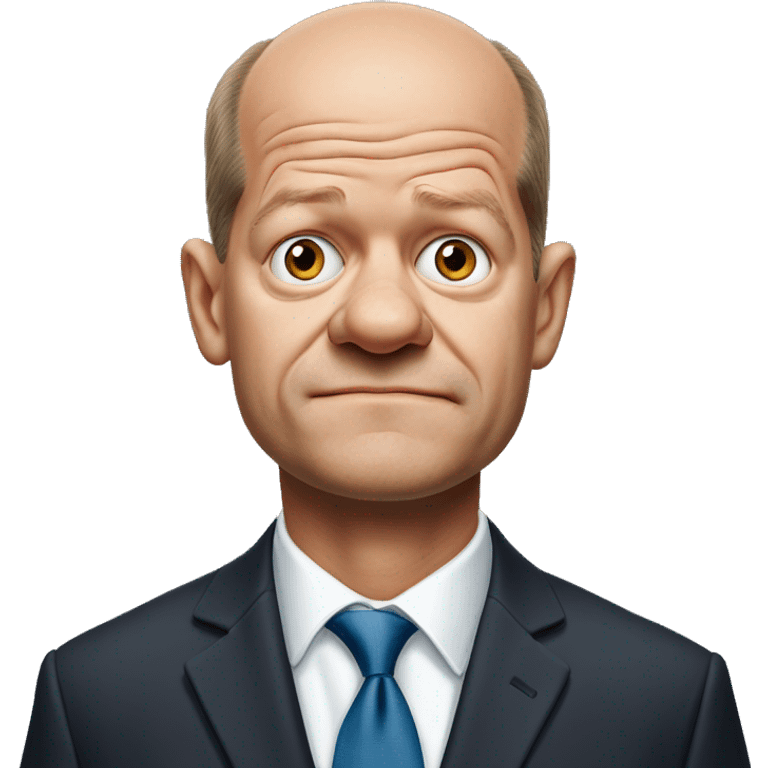 photorealistic Olaf Scholz embarrassed, guiltily shrugs sad emoji