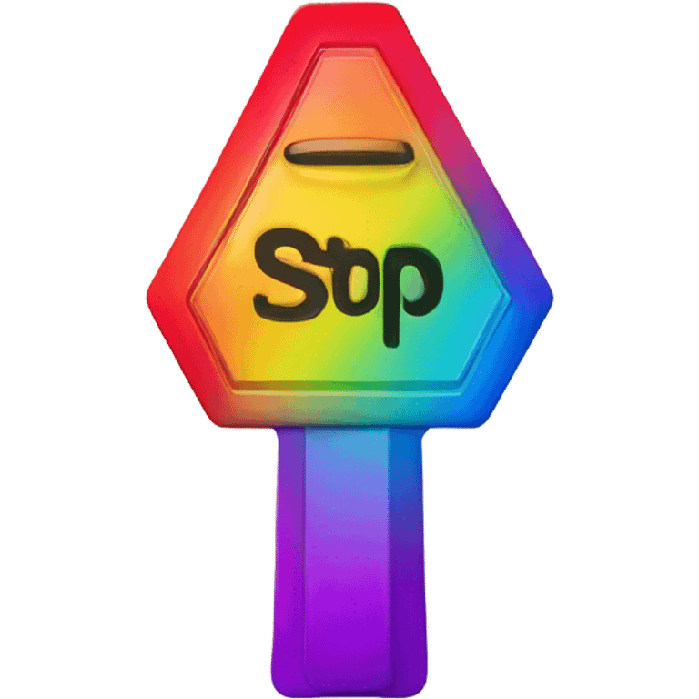 Rainbow stop sign with an Audi logo on it emoji