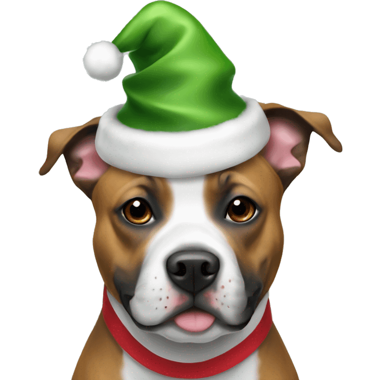 english staffy with christmas hat  emoji