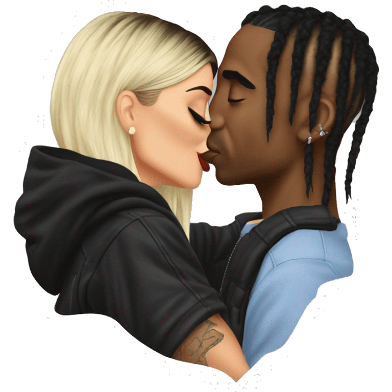 Kylie Jenner kissing Travis Scott  emoji