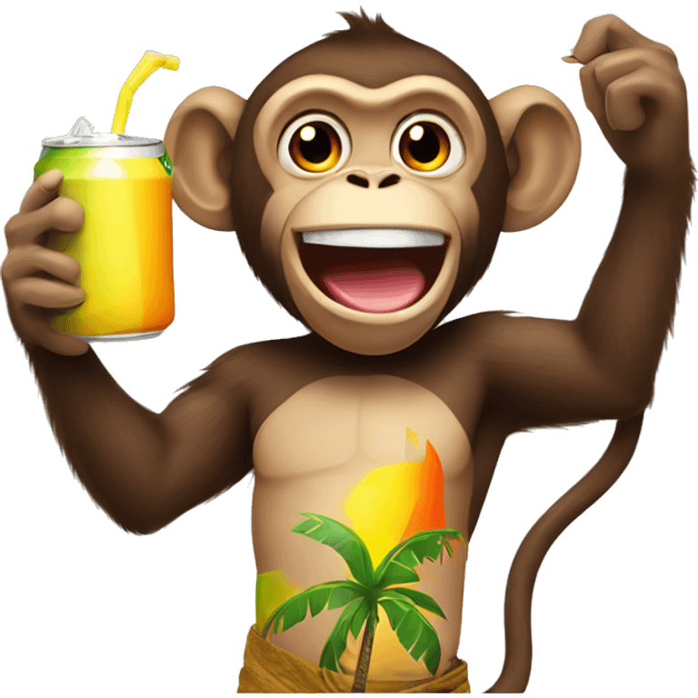 Monkey holding coconut and a energy drink  emoji