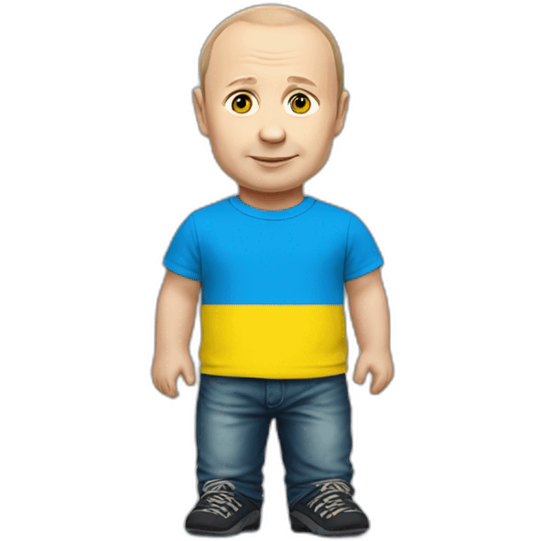 miniature putin wears ukrainian flag t shirt emoji