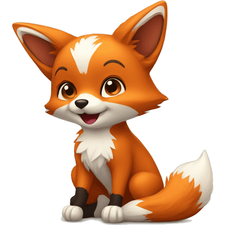 little fox playing with little kids emoji