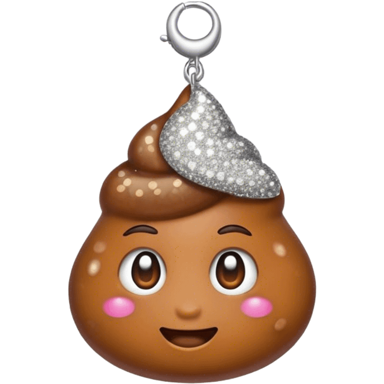 poop emoji wearing one silver sparkly earring emoji