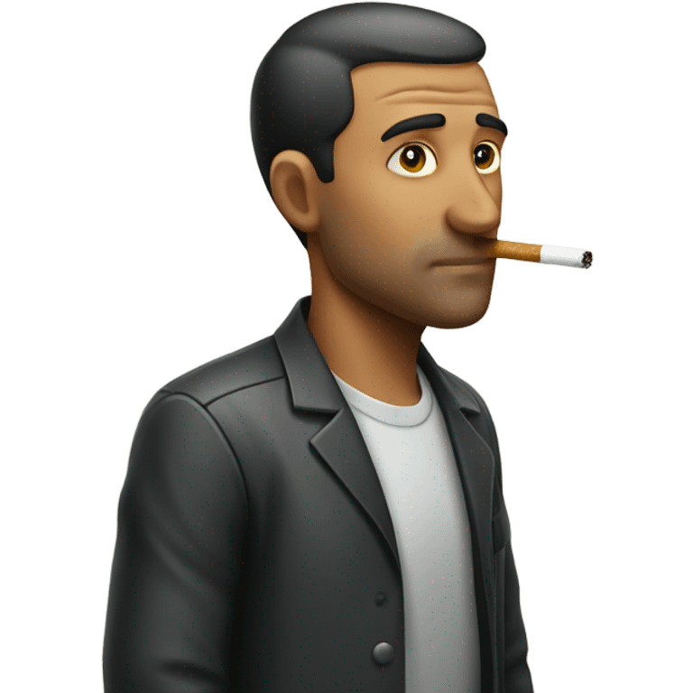 Man with cigarette up his nose  emoji