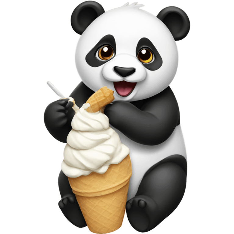 Panda eating ice cream emoji