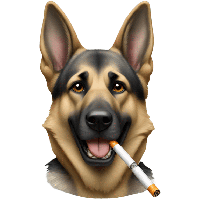 Silver German shepherd smoking a cigarette  emoji