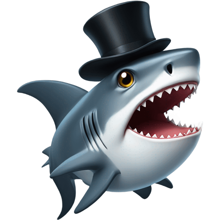 Shark with a top hat emoji