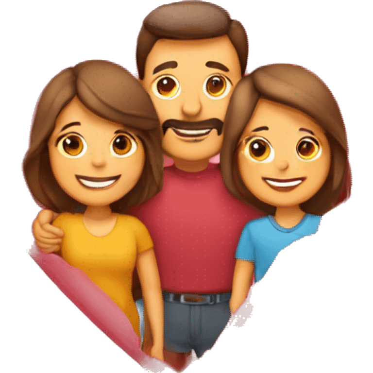 Heart and mom and dad and kids emoji