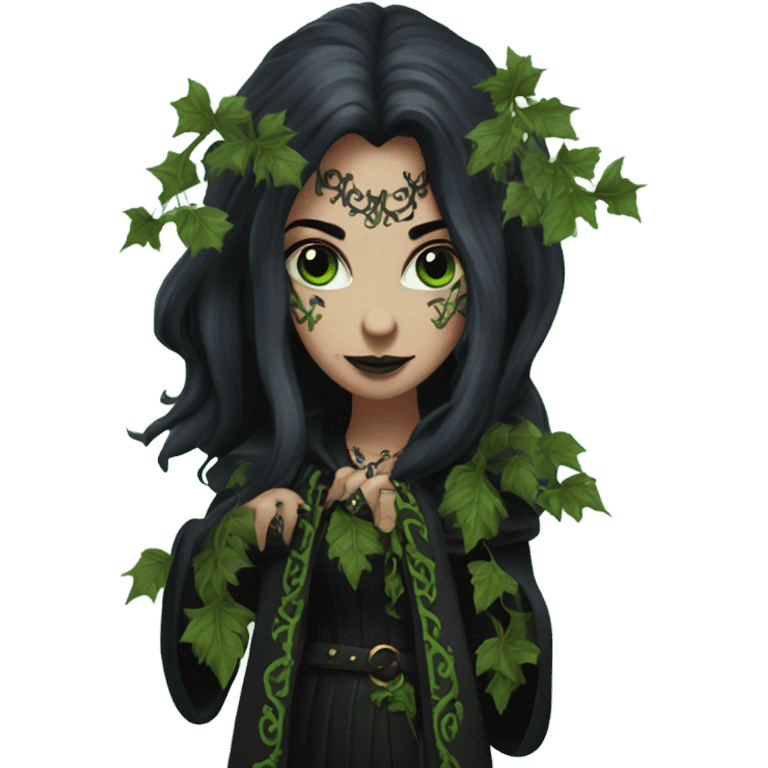 the morrigan gothversion green man vines style furr robe stylish boots emoji