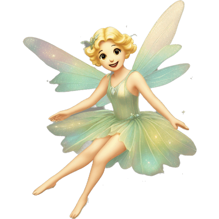 Iridescent fairy flying twinkle vintage emoji