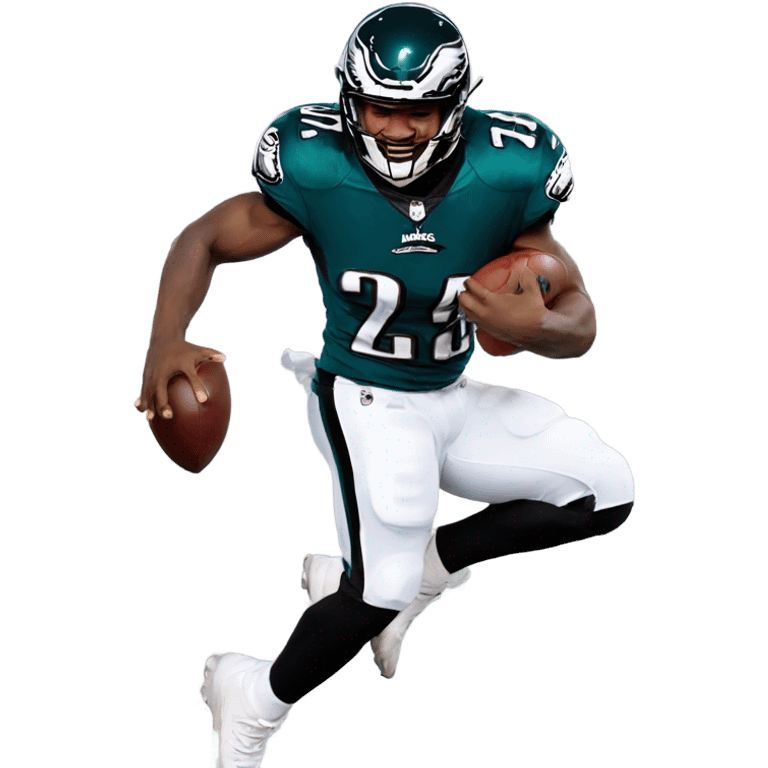 Eagles running back jumping over Lincoln financial field emoji