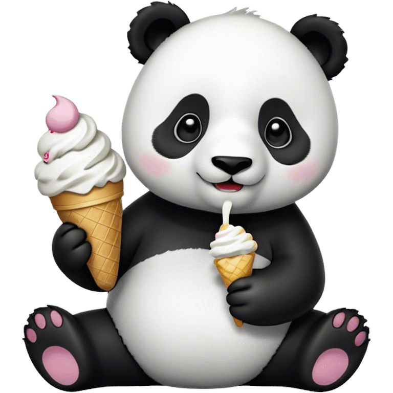 Panda eating ice cream emoji