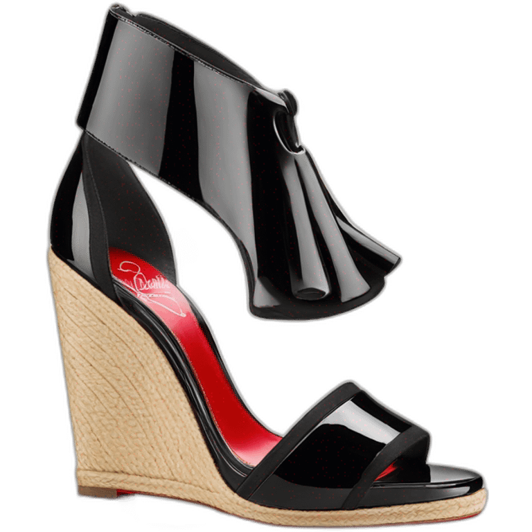 Platform wedges black patent louboutin sandal emoji