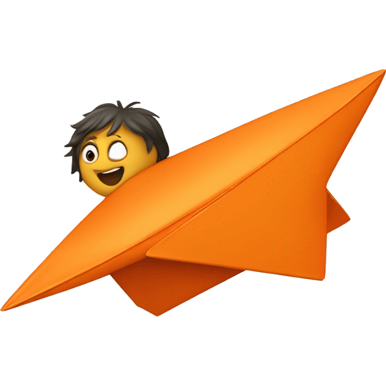 children fly on an orange paper airplane emoji