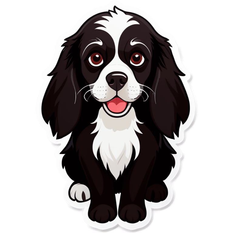 A black spaniel with white markings on its chest emoji