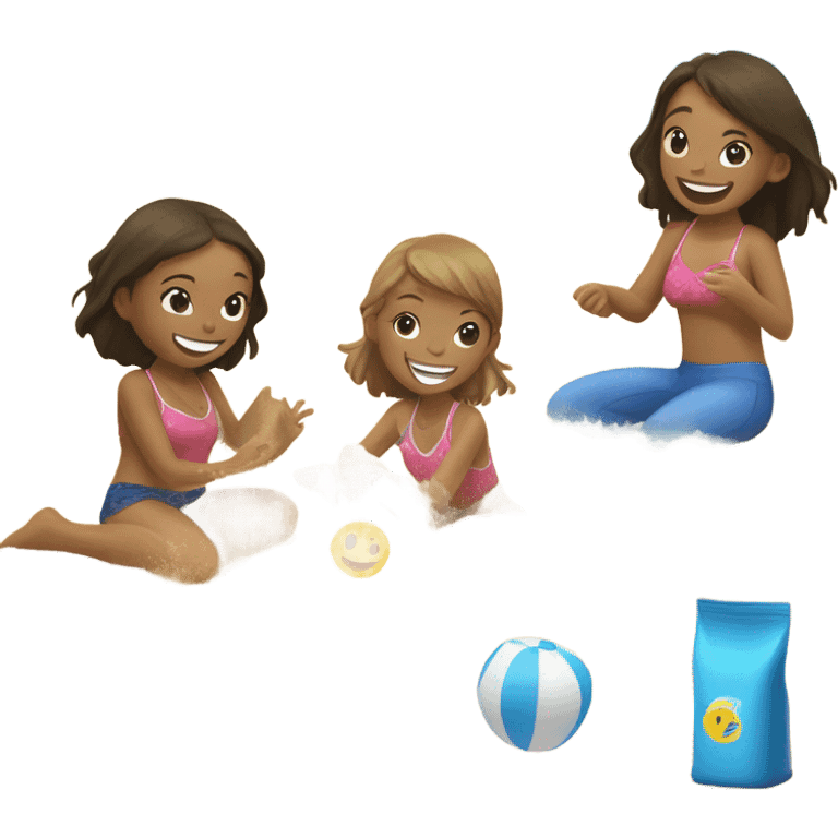 Girls enjoying time at the ocean emoji