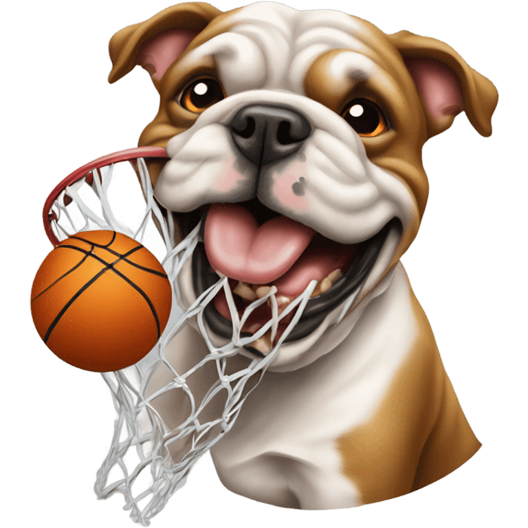 English bull dog chomping a basketball net  emoji