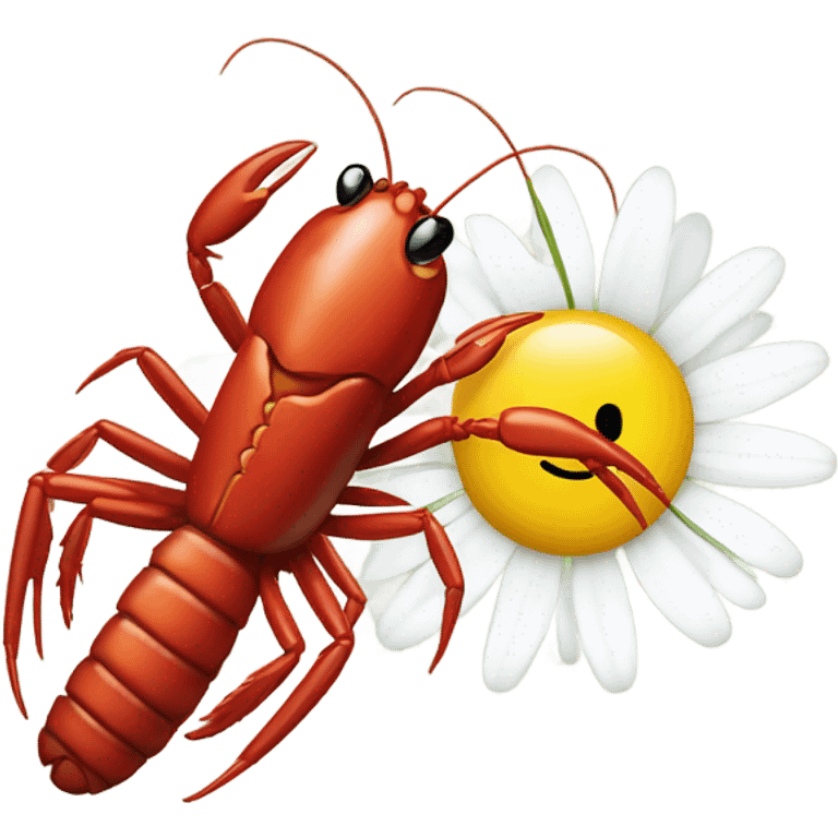 Crawfish and a daisy emoji