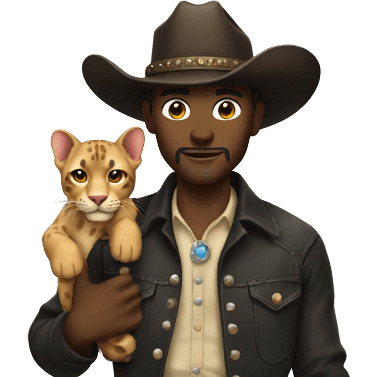 Cowboy holding a panther  emoji