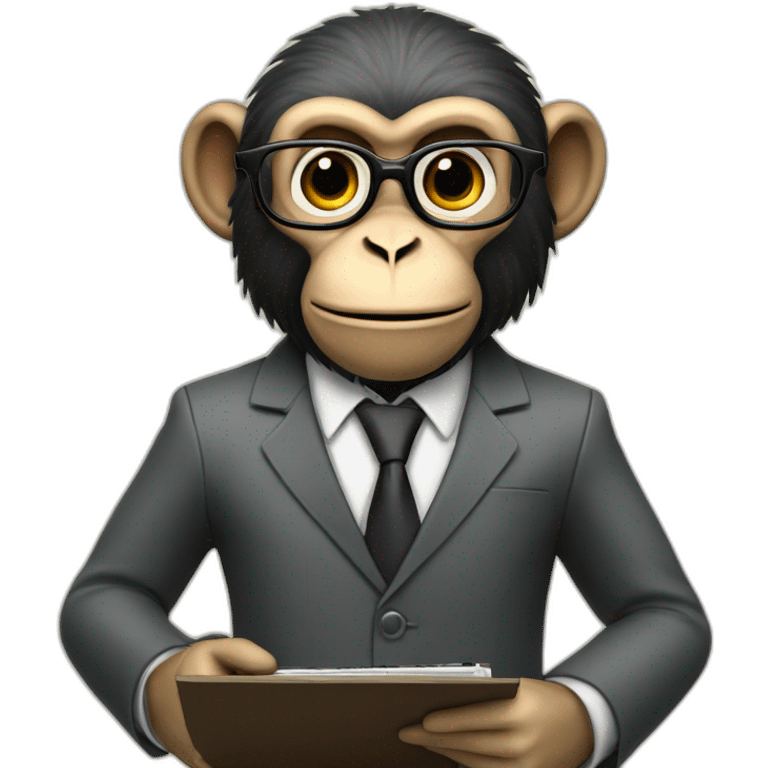 monkey professor with suit holding a chart with 2 hands emoji