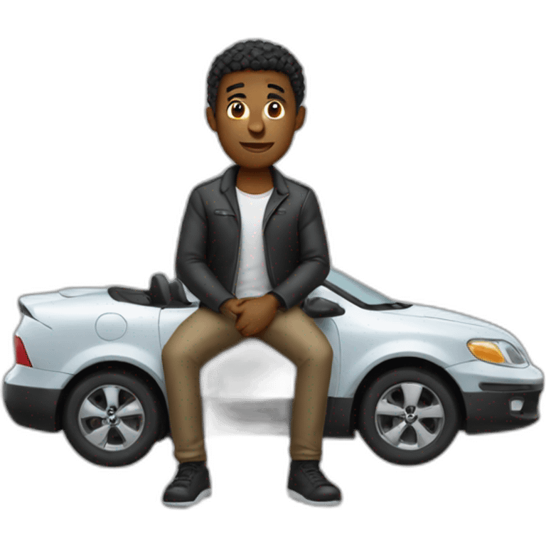 Man blac in car emoji