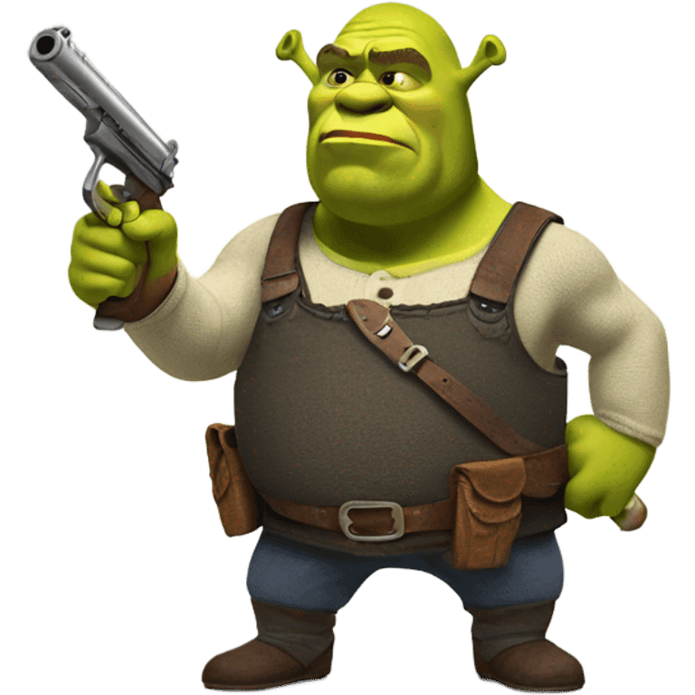 Shrek with a gun emoji