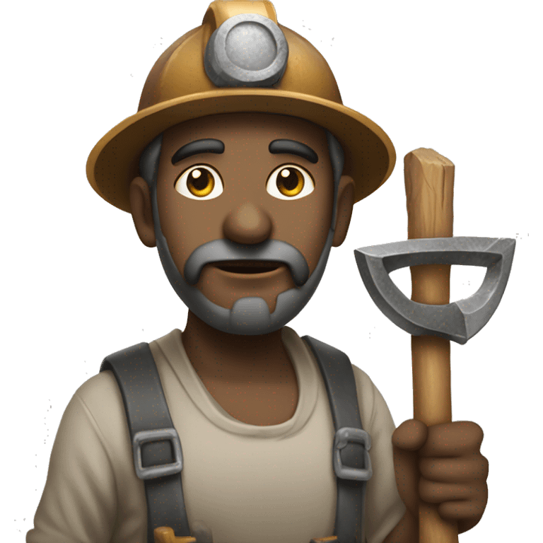 dusty face miner with pickaxe in his hands  emoji