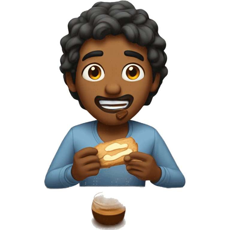 Indian guy talking with peanut butter in his mouth emoji