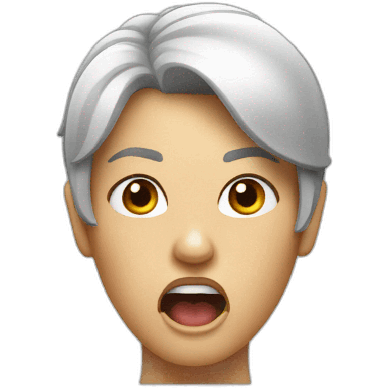 Lady, open mouth, angry look emoji