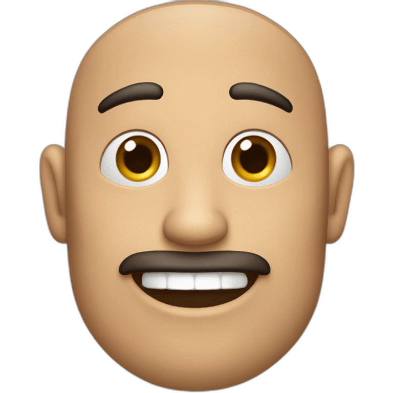 Hombre casi sin cabello de sonrisa linda con arete en la oreja izquierda emoji