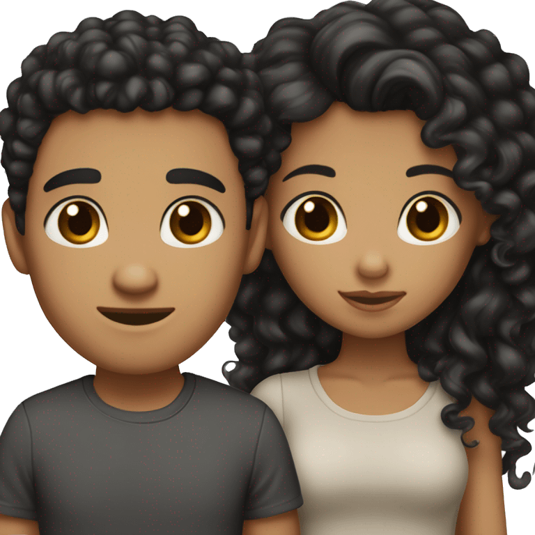 A couple where the girl light skin has black hair fair skin and brown eyes and the boy has medium tone skin black some what curly hair and brown eyes  emoji