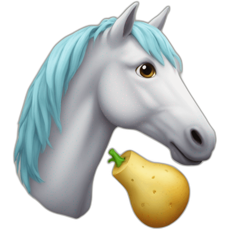 Une Licorne qui mange une patate emoji