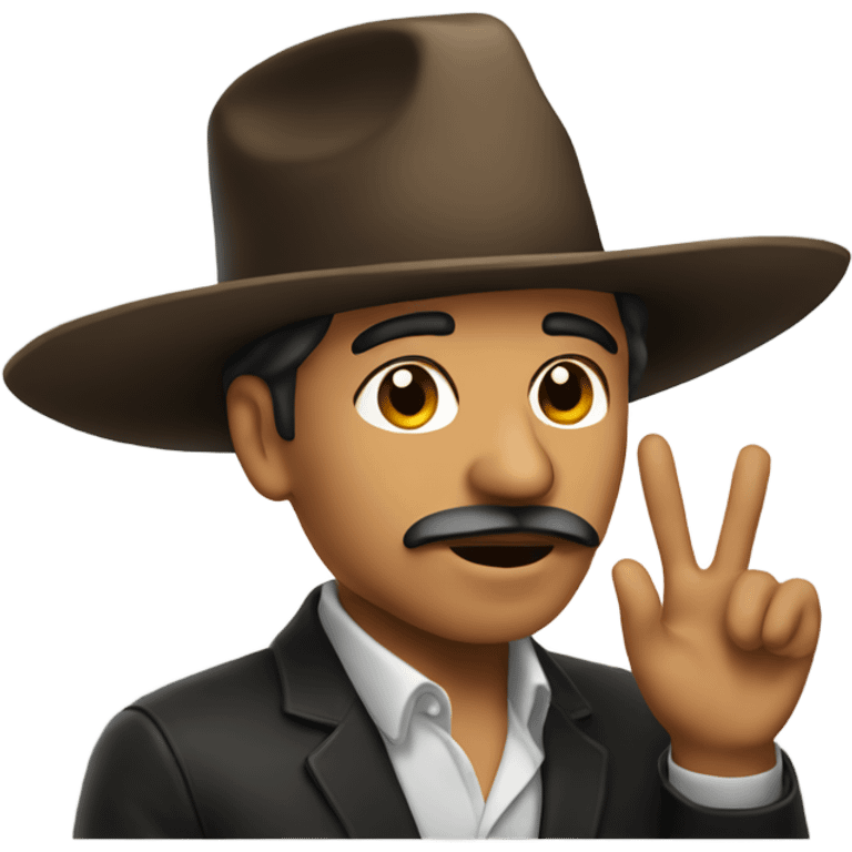 Mexican man with a hat blowing a kiss emoji