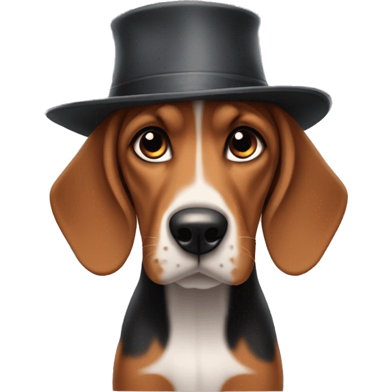 Coonhound puppy with a hat emoji