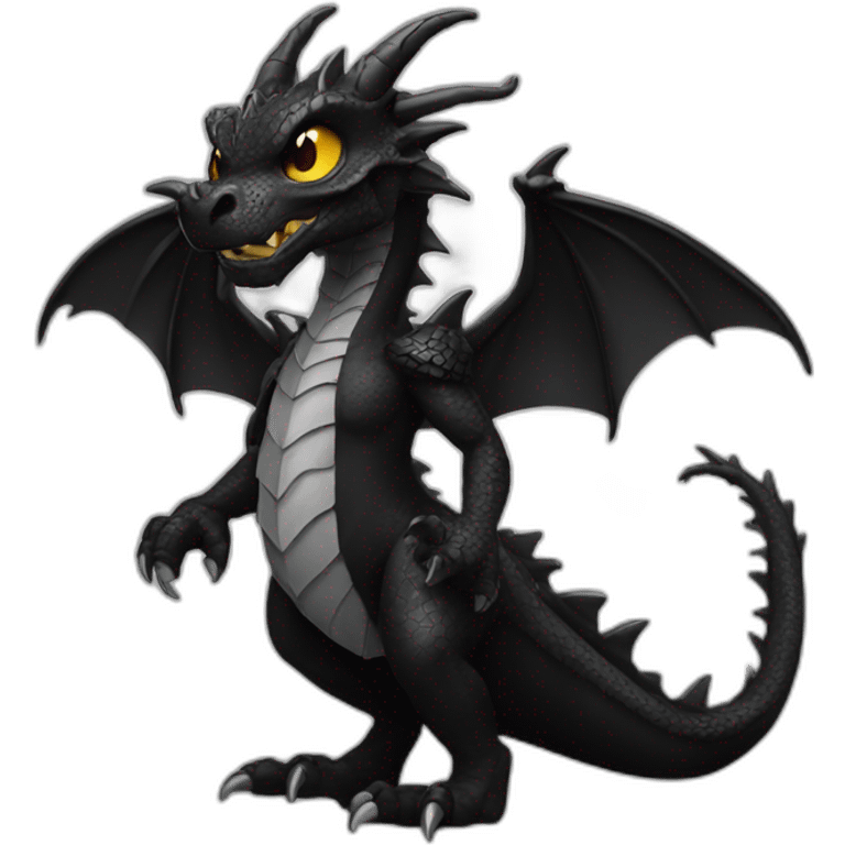 Dragon wearing black gothic heavy metal clothing emoji