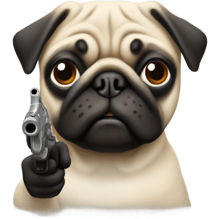 Pug with a gun emoji