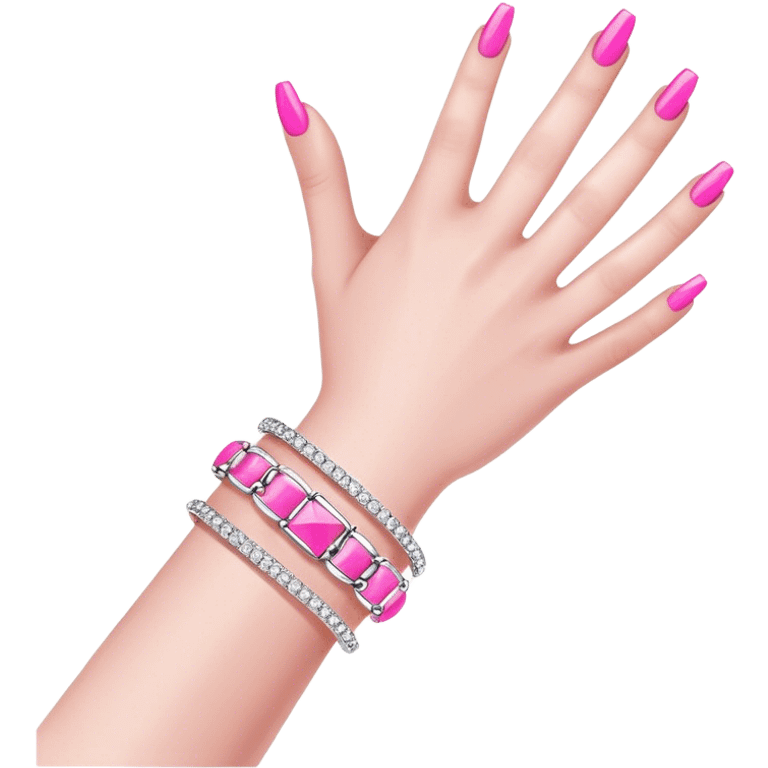 hand luxury bracelet pink nails emoji