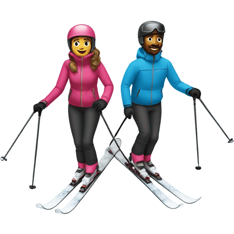 husband and wife skiing emoji