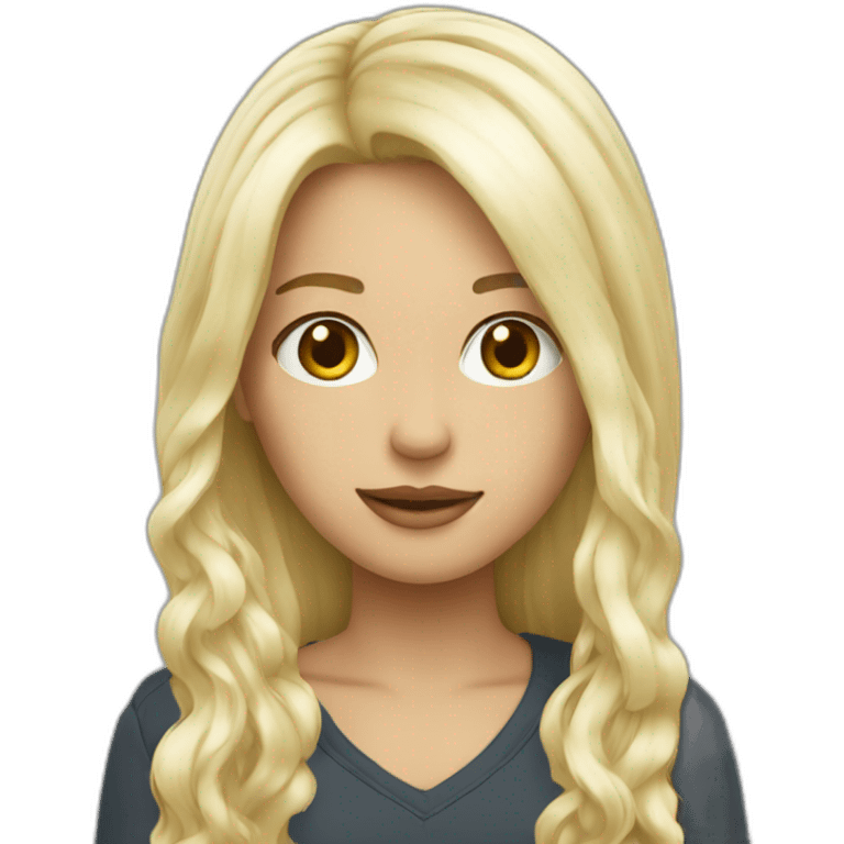 Blanc long cheveux blond emoji