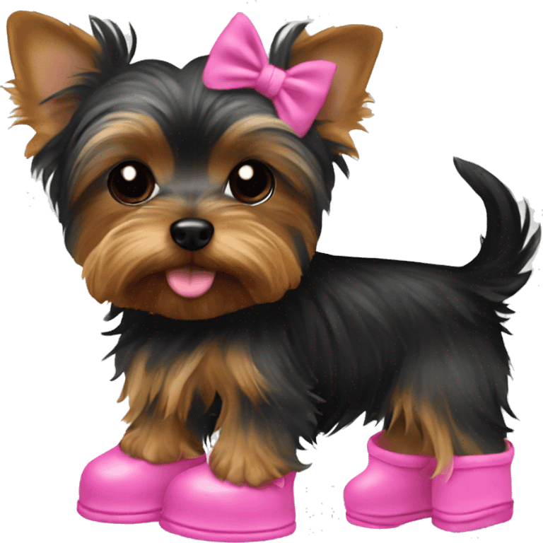 Teacup Yorkshire terrier with pink boots emoji