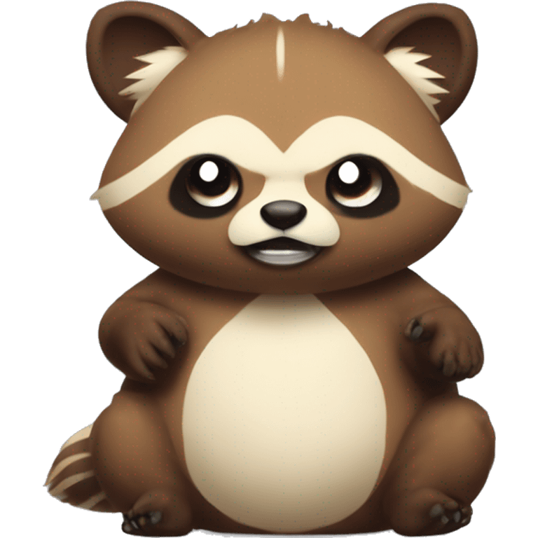 The Tanuki beast from the Japanese legend, make it smile and with big balls emoji