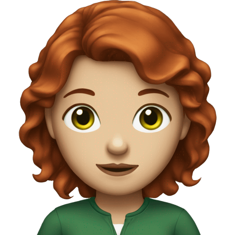 girl with dark red hair and green eyes  emoji