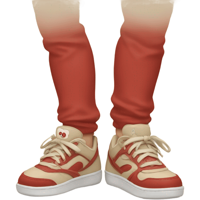 red and beige sneakers on feet emoji